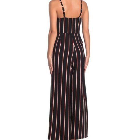 Angie Black Striped V-Neck Jumpsuit size al - Picture 2 of 6